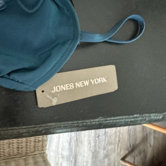 Jones New York Swimsuit One Piece Peacock Blue Ruched Bodice NEW Size 10 - Picture 4 of 7
